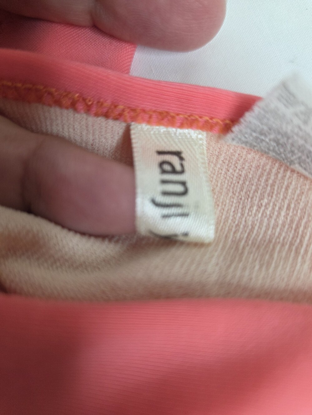 Ranji Ya Manji Size 2 (Small) Coral Pink Triangle Bikini with Acrylic Ring - Picture 13 of 15
